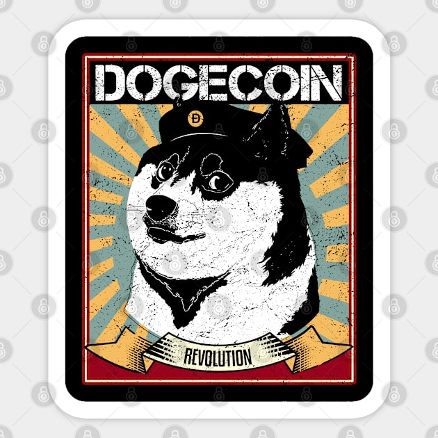 Dogecoin revolution doge guerrilla style vintage retro Sticker by AtelierAmbulant